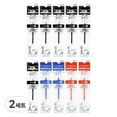 제트스트림 3색용 / 4색용 멀티 리필심 0.7mm 흑 6p + 청 2p + 적 2p 세트, 블랙, 블루, 레드, 2세트