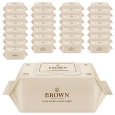 브라운 러브 빌리프 골드 아이보리 아기물티슈 캡형, 80g, 70매, 30개