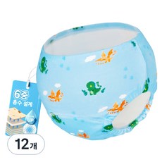 아띠래빗 유아용 순면 6중 배변훈련팬티, 다이노, 12개