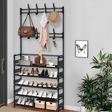 7822 Shop 生活選物 鞋帽架 升級款 側布, 黑色, 5層