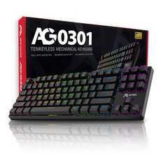 ATWO 有線 無數字鍵 機械式 電競鍵盤, 黑色, AG0301, 紅軸