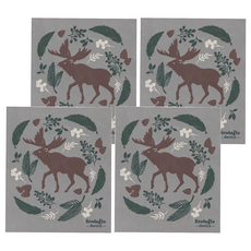 danica STUDIO Ecologie 瑞典環保抹布 森林駝鹿, 70%植物纖維素 30%棉, 20x17x0.1cm, 20 x 17 x 0.1 cm, 4個