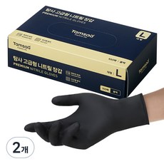 Tamsaa 高級加厚丁腈手套 100入, 黑色, 大(L), 2個