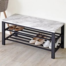 HOPMA 合馬家具 百搭風格多功能穿鞋椅, 面板一體成型, 鐵架材質, 雙層收納空間, 大理石