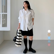 102102 女款大尺碼素色寬鬆襯衫