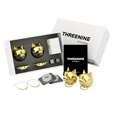 THREENINE 鬥牛犬高級擴香 時尚狼車用芳香劑 金色 2入 + 香氛 2入組, 黑櫻桃, 1套