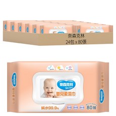 奈森克林 嬰兒純水厚實加大柔濕巾附蓋, 80張, 24包
