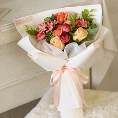 센트바스켓 조화 벨로아 가든 비누꽃 꽃다발, 선셋, 1개 선셋, 1개