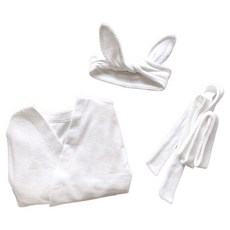 嬰幼兒柔軟竹纖維泡泡浴巾袍3件套組 XS, 白色, 1個