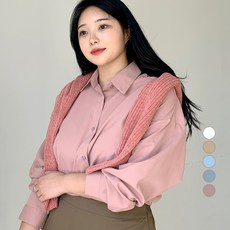 102102 女款大尺碼素色寬鬆版型襯衫