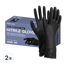 INNER HOME 加長型丁腈手套 30cm 100入, 2個, 大(L), 黑色