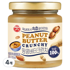 오뚜기 100% 땅콩버터 크런치, 300g, 4개