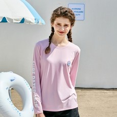 LAZYBEE 女性多功能涼感快乾衝浪字母寬鬆版防磨衣