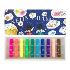 KOKUYO 國譽 藍盒 蠟筆 螢光色 11mm直徑 65mm長, 10色, 1盒