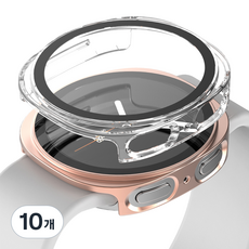 누아트 변색없는 풀커버 하드케이스, 로즈골드 + 투명, 10개