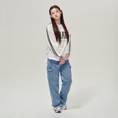 applepink 女童寬版工裝針織牛仔褲