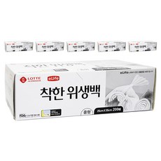 롯데이라이프 착한 위생백 25cm x 35cm, 중(M), 200개입, 6개