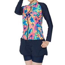 ILIKAI 女性可愛花朵防磨長袖上衣 + 層次感五分緊身褲套裝