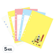 루카랩 스폰지밥 A5 6공 다이어리 리필속지, 5세트