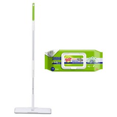 3M Scotch-Brite 百利 雙扣除塵平板拖把 L號+雙效除塵濕拖巾 24抽, 1組