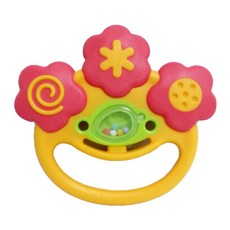 Toyroyal 樂雅 牙膠微笑搖鈴 2種觸感 3種形狀 可水洗, 紅色 + 黃色 + 綠色, 1個