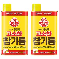 오뚜기 고소한 참기름 캔, 500ml, 2개