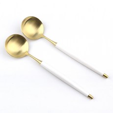 Bogen Lebien 金色餐具 晚餐湯匙, 2個, 白色