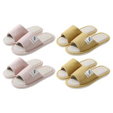 LIFE LANCE 亞麻室內拖鞋 2雙組, 粉色+黃色, 2組