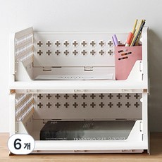 OLIVING 交叉折疊滑動收納箱, 白色，中號(35 x 38.5 x 15.5 cm）, 6個