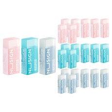 NUSIGN DELI 透明小橡皮擦 NS153 三件套, 8組, 白色, 粉色, 藍色