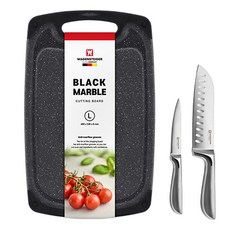 바겐슈타이거 슈미트 칼 2종 + 블랙 마블 도마, 1세트, 과도칼 + 산도쿠칼 + 도마 대