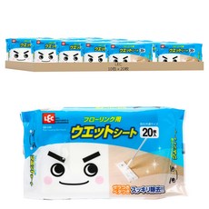 LEC 地板用濕紙巾 20枚入, 10包, 30x20cm
