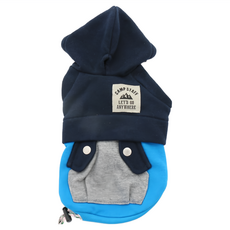 PET PARADISE 寵物衣服 連帽雙色口袋T SS 胸圍20~25 適用體重5kgs, 藍色, 1件