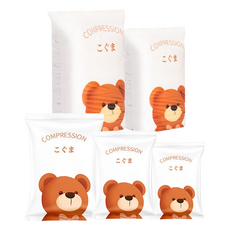 TAILI 太力 卡通圖案真空壓縮袋衣服棉被收納袋 5件套 呆呆熊, 5件, 1組