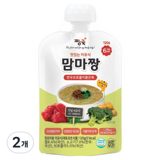 짱죽 맛있는 이유식 맘마짱 스파우트형, 혼합맛(한우/브로콜리), 120g, 2개
