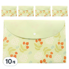 골드팡 플라워 A4 스냅 버튼 파일 정리함, 그린, 10개