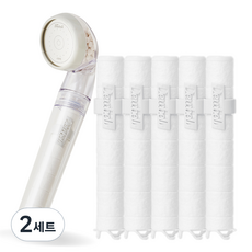 듀벨 샤워애 300화이트+ 리필필터 5개, 2세트, 무향