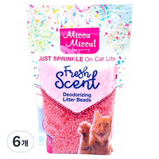 미큐 프레쉬씬 디오더라이징 고양이 화장실 오더컨트롤 비즈, 300g, 6개, 로즈