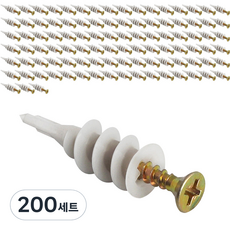 석고보드 천공 석고앙카 32mm + 나사 25mm 세트, 200세트
