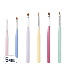 쉐어몰 아트 파스텔 네일아트 브러쉬 6종 세트, 5세트, 혼합색상