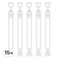 마다꾸미 실리콘 케이블타이 콘세트 선 라인 정리, 46 곰돌이 화이트, 15개