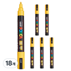 유니 포스카 굵은 글씨용 PC-5M 오커, 18개, 1색