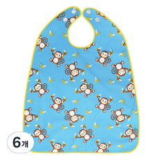 Derhappy 成人防水猴子香蕉圖案鈕扣型圍兜, 天藍色, 6個