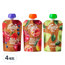 푸루라 퓨레 유기농 생과일 혼합맛 사과 블루베리 딸기 + 사과 복숭아 망고 + 배 100g 세트, 4세트