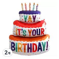 미미파티 생일 파티 초대형 케이크 은박 풍선, 3단 케이크, 2개