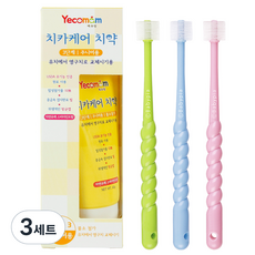 Yekomam兒童牙膏3級+360嬰兒牙刷1級3p, 3組
