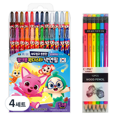 地球化學 碰碰狐 神奇之星 24色彩色鉛筆 + Tucoby Coma 三角橡皮擦鉛筆 TC-208 B 6款 x 2入組, 4套