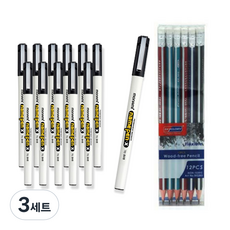 모나미 NEW 가는글씨용 네임펜X 12p +스카이글로리 삼각지우개 연필 12p 세트, 흑색, 3세트