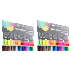 雙頭軟筆麥克筆組 黑色筆桿, 48色, 2套