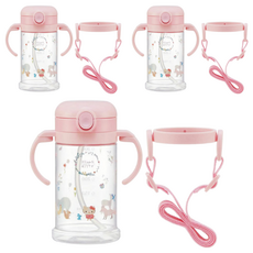 Skater 雙手柄一觸式吸管水壺, Hello Kitty, 3個, 370ml